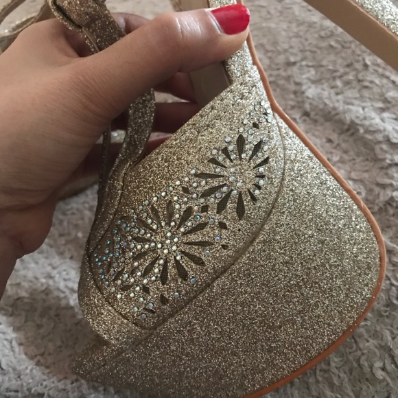 Gold Glitter Sparkle Stiletto Heels - Picture 4 of 4